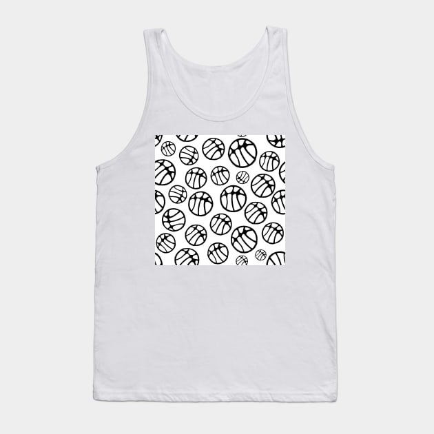 Black and White Basketball Ball Pattern Tank Top by OneLook